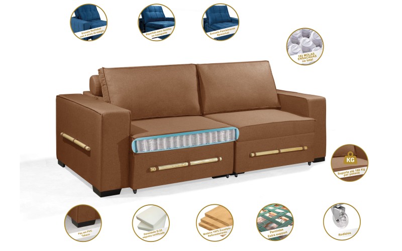 Sofá Retrátil e Reclinável 2.30m ESTILO ESTOFADOS - CHAYENE com SoftGel D33 Linho "Terracota" Sofá Retrátil e Reclinável 2.30m ESTILO ESTOFADOS - CHAYENE com SoftGel D33 Linho "Terracota"