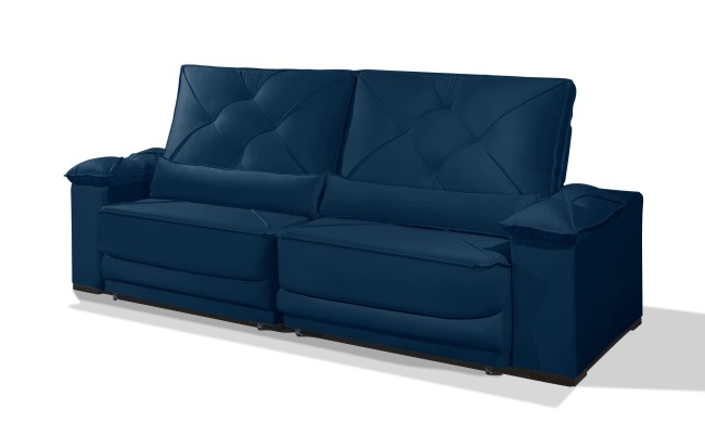 Sofá Retrátil e Reclinável 2.50m ESTILO ESTOFADOS - ODIN com SoftGel D33 Velusoft "Azul"