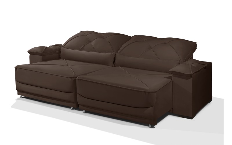 Sofá Retrátil e Reclinável 2.20m ESTILO ESTOFADOS - ODIN com SoftGel D33 Velusoft "Marrom" Sofá Retrátil e Reclinável 2.20m ESTILO ESTOFADOS - ODIN com SoftGel D33 Velusoft "Marrom"