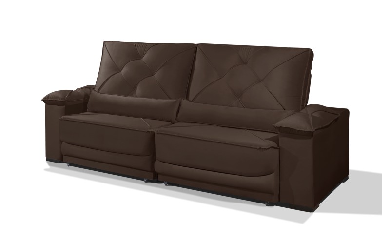 Sofá Retrátil e Reclinável 2.20m ESTILO ESTOFADOS - ODIN com SoftGel D33 Velusoft "Marrom" Sofá Retrátil e Reclinável 2.20m ESTILO ESTOFADOS - ODIN com SoftGel D33 Velusoft "Marrom"