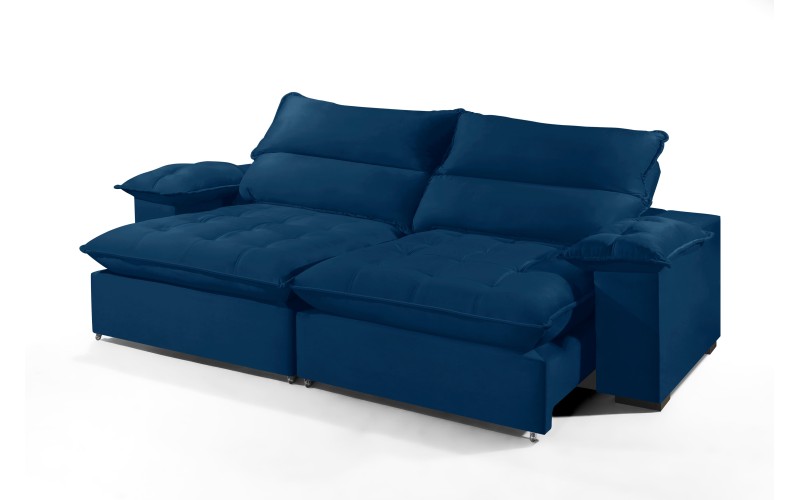 Sofá Retrátil e Reclinável 2.50m ESTILO ESTOFADOS - OSLO com SoftGel D33 Velusoft "Azul" Sofá Retrátil e Reclinável 2.50m ESTILO ESTOFADOS - OSLO com SoftGel D33 Velusoft "Azul"