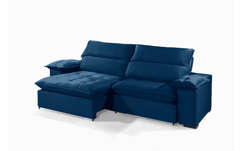Sofá Retrátil e Reclinável 2.50m ESTILO ESTOFADOS - OSLO com SoftGel D33 Velusoft "Azul" Sofá Retrátil e Reclinável 2.50m ESTILO ESTOFADOS - OSLO com SoftGel D33 Velusoft "Azul"