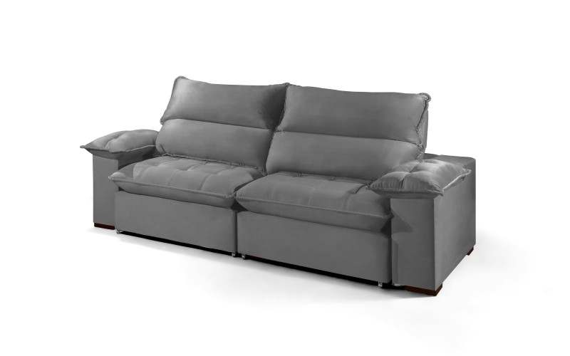 Sofá Retrátil e Reclinável 2.50m ESTILO ESTOFADOS - OSLO com SoftGel D33 Velusoft "Cinza" Sofá Retrátil e Reclinável 2.50m ESTILO ESTOFADOS - OSLO com SoftGel D33 Velusoft "Cinza"