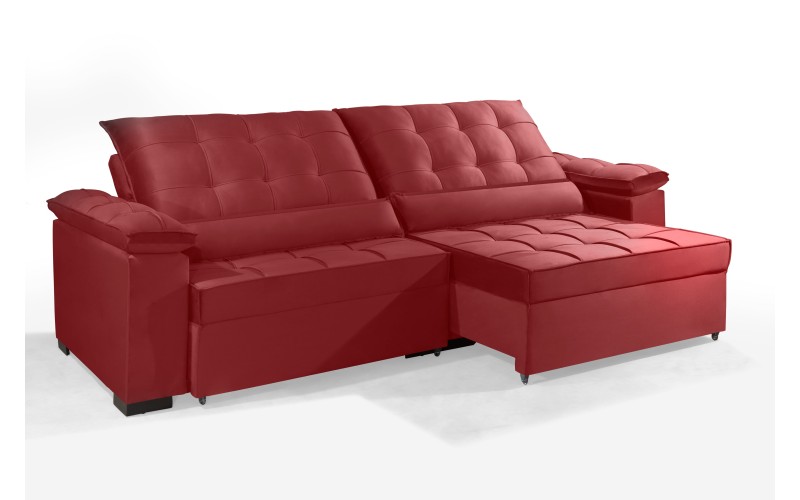 Sofá Retrátil e Reclinável RENEW 2.50m ESTILO ESTOFADOS - França Velusoft Cor "Vermelho" Sofá Retrátil e Reclinável RENEW 2.50m ESTILO ESTOFADOS - França Velusoft Cor "Vermelho"