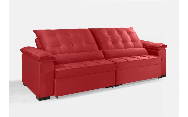 Sofá Retrátil e Reclinável RENEW 2.50m ESTILO ESTOFADOS - França Velusoft Cor "Vermelho" Sofá Retrátil e Reclinável RENEW 2.50m ESTILO ESTOFADOS - França Velusoft Cor "Vermelho"