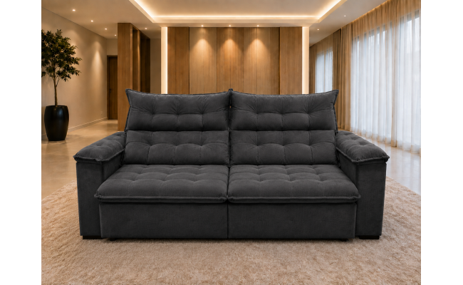 Sofá Retrátil Livia 2,70 Metros Velusoft | Conforto e Elegância para sua Sala