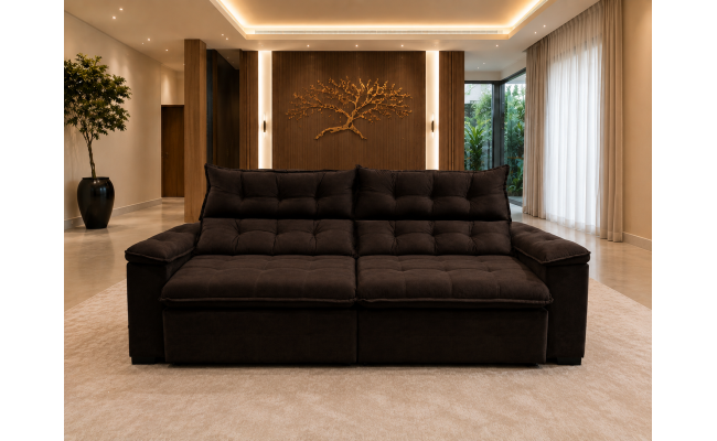 Sofá Retrátil Livia 2,50 Metros Velusoft | Conforto e Elegância para sua Sala