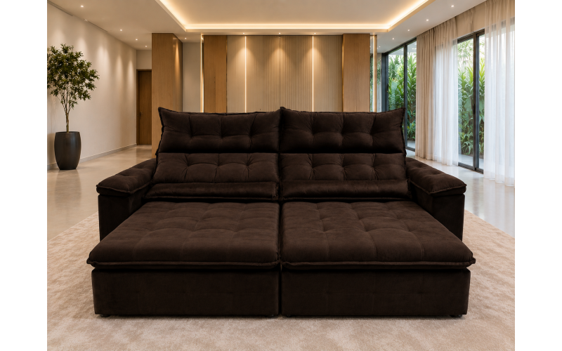 Sofá Retrátil Livia 2,50 Metros Velusoft | Conforto e Elegância para sua Sala