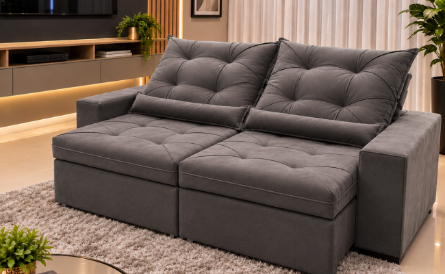  Sofá Retrátil Sophia 2,70 Metros velusoft | Conforto e Elegância para sua Sala
