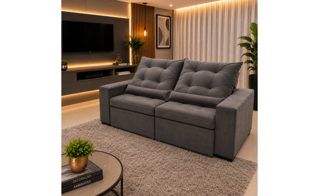  Sofá Retrátil Sophia 2,90 Metros velusoft | Conforto e Elegância para sua Sala