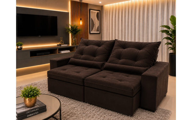 Sofá Retrátil Sophia 2,30 Metros velusoft | Conforto e Elegância para sua Sala