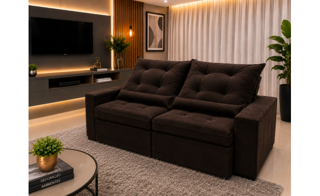  Sofá Retrátil Sophia 2,90 Metros velusoft | Conforto e Elegância para sua Sala