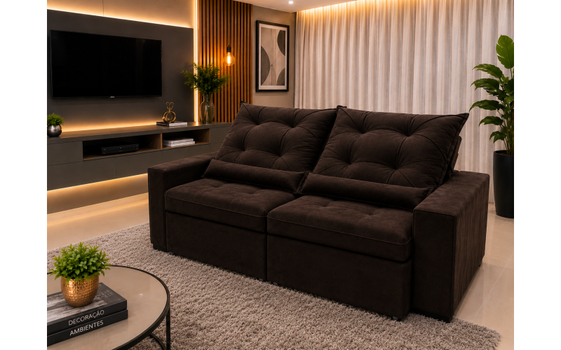 Sofá Retrátil Sophia 2,30 Metros velusoft | Conforto e Elegância para sua Sala