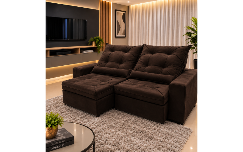  Sofá Retrátil Sophia 2,30 Metros velusoft | Conforto e Elegância para sua Sala