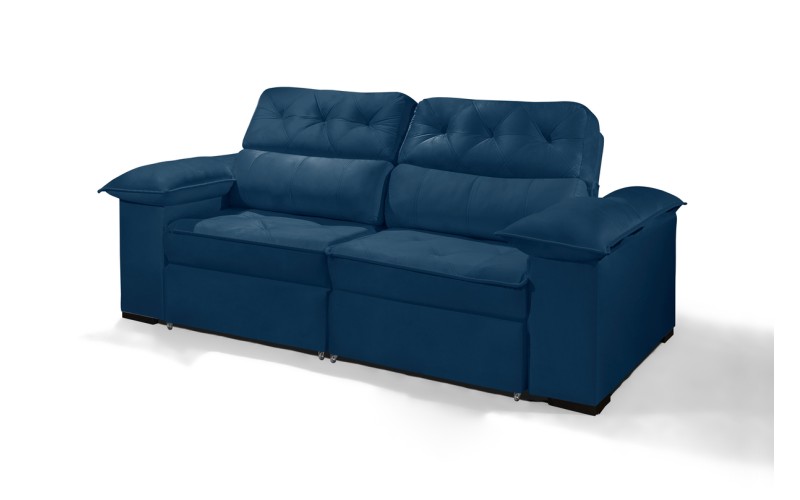 Sofá Retrátil Reclinável DOA 2.20m ESTILO ESTOFADOS - França Velusoft COR "AZUL" Sofá Retrátil Reclinável DOA 2.20m ESTILO ESTOFADOS - França Velusoft COR "AZUL"