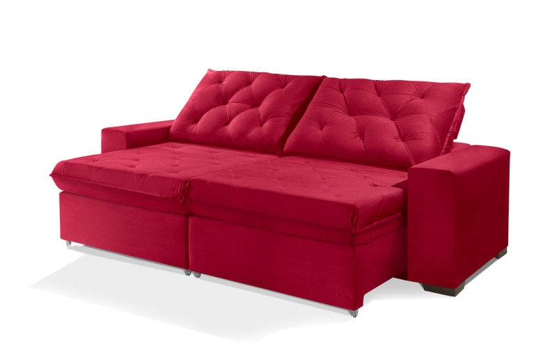 Sofá Retrátil e Reclinável 2.10m ESTILO ESTOFADOS - EUROPA com SoftGel D33 Velupluma "Vermelho" Sofá Retrátil e Reclinável 2.10m ESTILO ESTOFADOS - EUROPA com SoftGel D33 Velupluma "Vermelho"