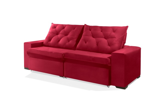 Sofá Retrátil e Reclinável 2,70m ESTILO ESTOFADOS - EUROPA com SoftGel D33 Velupluma "Vermelho"