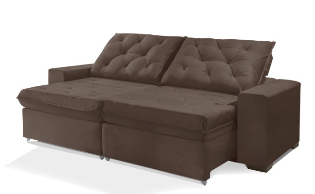 Sofá Retrátil e Reclinável 2.50m ESTILO ESTOFADOS - EUROPA com SoftGel D33 "Marrom"