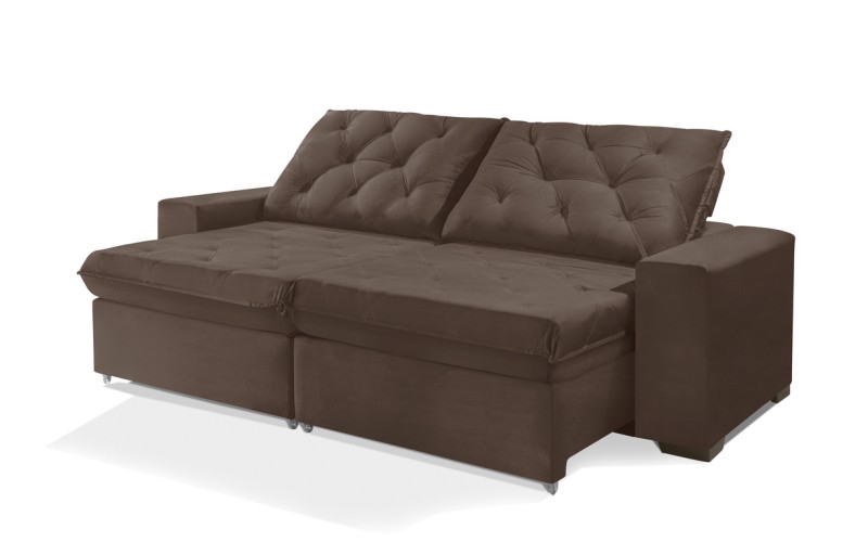 Sofá Retrátil e Reclinável 2.10m ESTILO ESTOFADOS - EUROPA com SoftGel D33 Velupluma "Marrom" Sofá Retrátil e Reclinável 2.10m ESTILO ESTOFADOS - EUROPA com SoftGel D33 Velupluma "Marrom"