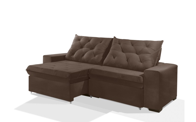 Sofá Retrátil e Reclinável 2.10m ESTILO ESTOFADOS - EUROPA com SoftGel D33 Velupluma "Marrom" Sofá Retrátil e Reclinável 2.10m ESTILO ESTOFADOS - EUROPA com SoftGel D33 Velupluma "Marrom"