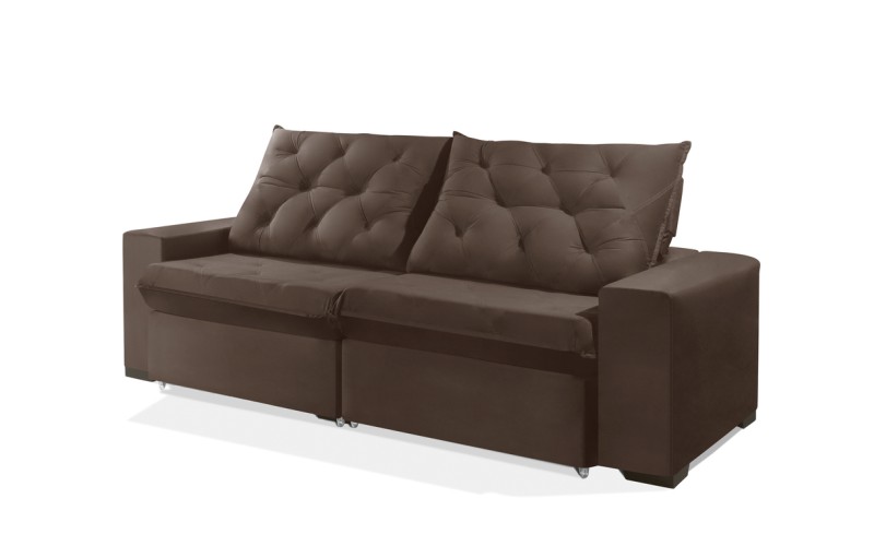 Sofá Retrátil e Reclinável 2.10m ESTILO ESTOFADOS - EUROPA com SoftGel D33 Velupluma "Marrom" Sofá Retrátil e Reclinável 2.10m ESTILO ESTOFADOS - EUROPA com SoftGel D33 Velupluma "Marrom"