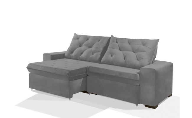 Sofá Retrátil e Reclinável 2,70m ESTILO ESTOFADOS - EUROPA com SoftGel D33 Velupluma "Prata"