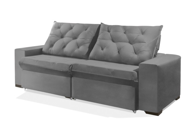 Sofá Retrátil e Reclinável 2.50m ESTILO ESTOFADOS - EUROPA com SoftGel D33 "Prata"