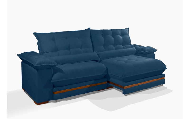 Sofá Retrátil Reclinável IRÃ 2.20m ESTILO ESTOFADOS - França Velusoft COR "AZUL" Sofá Retrátil Reclinável IRÃ 2.20m ESTILO ESTOFADOS - França Velusoft COR "AZUL"