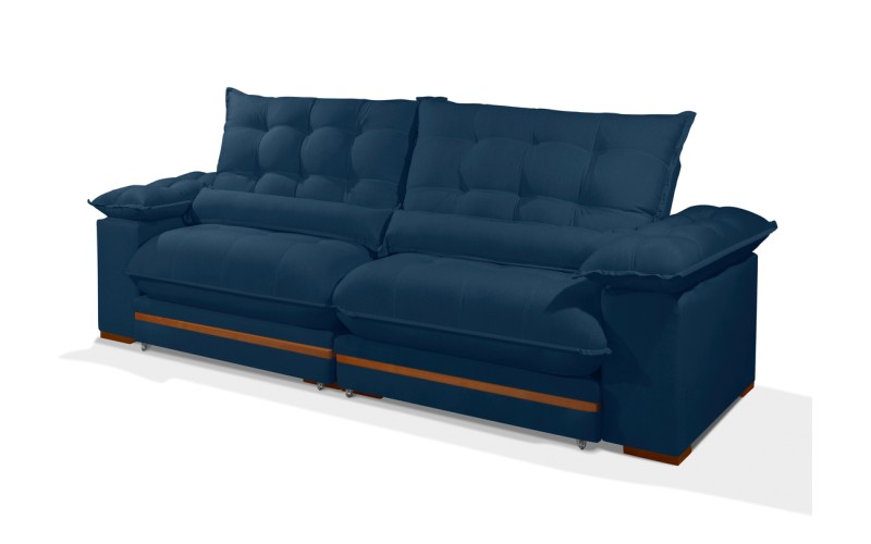 Sofá Retrátil Reclinável IRÃ 2.20m ESTILO ESTOFADOS - França Velusoft COR "AZUL" Sofá Retrátil Reclinável IRÃ 2.20m ESTILO ESTOFADOS - França Velusoft COR "AZUL"