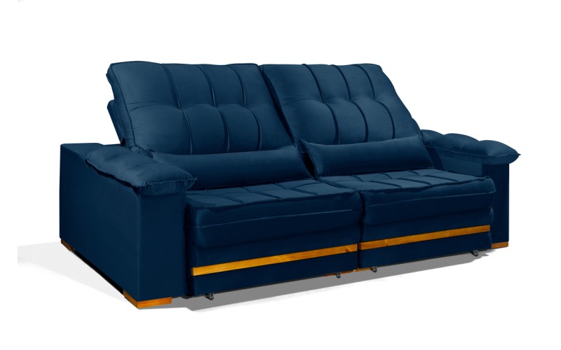 Sofá Retrátil Reclinável MORFEU 2,20m ESTILO ESTOFADOS - França Velusoft COR "AZUL" Sofá Retrátil Reclinável MORFEU 2,20m ESTILO ESTOFADOS - França Velusoft COR "AZUL"