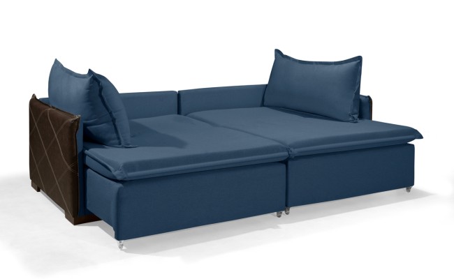 Sofá Sem Caixa Retrátil Reclinavel Mônaco 1,60m ESTILO ESTOFADOS - França Linhosoft COR "Azul"