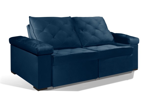 Sofá Retrátil e Reclinável 2.50m ESTILO ESTOFADOS - STAMBULL com SoftGel D33 Velusoft "Azul"