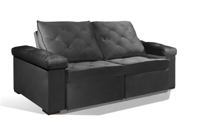 Sofá Retrátil e Reclinável 2.50m ESTILO ESTOFADOS - STAMBULL com SoftGel D33 Velusoft "Cinza"