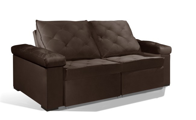 Sofá Retrátil e Reclinável 2.50m ESTILO ESTOFADOS - STAMBULL com SoftGel D33 Velusoft "Marrom"