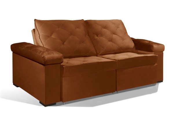 Sofá Retrátil e Reclinável 2.50m ESTILO ESTOFADOS - STAMBULL com SoftGel D33 Velusoft "Terracota"