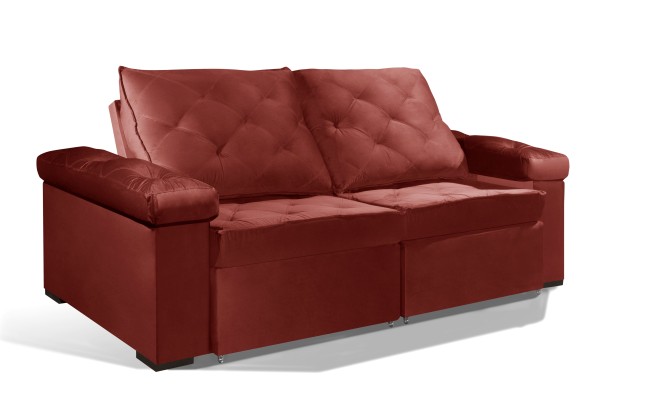 Sofá Retrátil e Reclinável 2.50m ESTILO ESTOFADOS - STAMBULL com SoftGel D33 Velusoft "Vermelho"