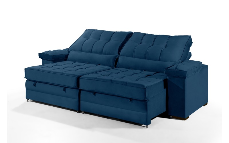 Sofá Retrátil Reclinável TOGO 2,20m ESTILO ESTOFADOS - França Velusoft COR "AZUL" Sofá Retrátil Reclinável TOGO 2,20m ESTILO ESTOFADOS - França Velusoft COR "AZUL"