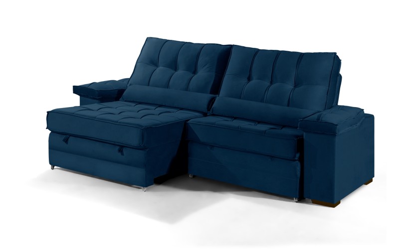 Sofá Retrátil Reclinável TOGO 2,20m ESTILO ESTOFADOS - França Velusoft COR "AZUL" Sofá Retrátil Reclinável TOGO 2,20m ESTILO ESTOFADOS - França Velusoft COR "AZUL"