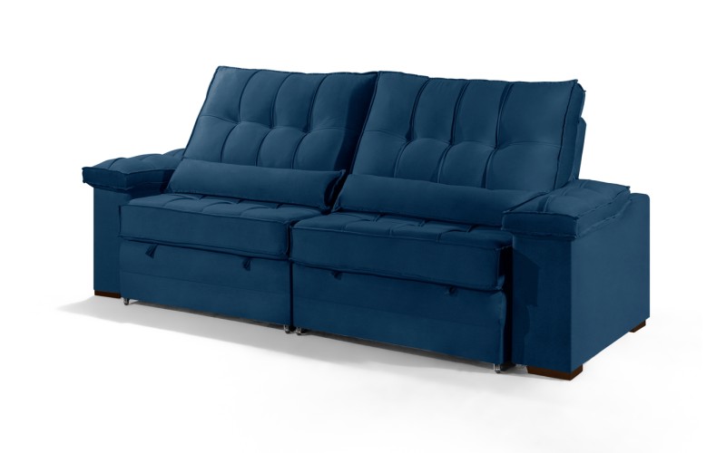 Sofá Retrátil Reclinável TOGO 2,20m ESTILO ESTOFADOS - França Velusoft COR "AZUL" Sofá Retrátil Reclinável TOGO 2,20m ESTILO ESTOFADOS - França Velusoft COR "AZUL"