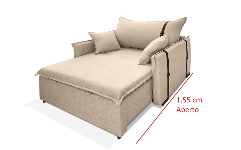 Poltrona Sofá Cama Valence Premium 140cm SoftGel D33 Linho Bege Poltrona Sofá Cama Valence Premium 140cm SoftGel D33 Linho Bege