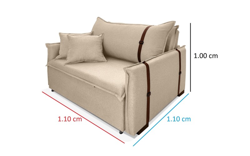 Poltrona Sofá Cama Valence Premium 140cm SoftGel D33 Linho Bege Poltrona Sofá Cama Valence Premium 140cm SoftGel D33 Linho Bege