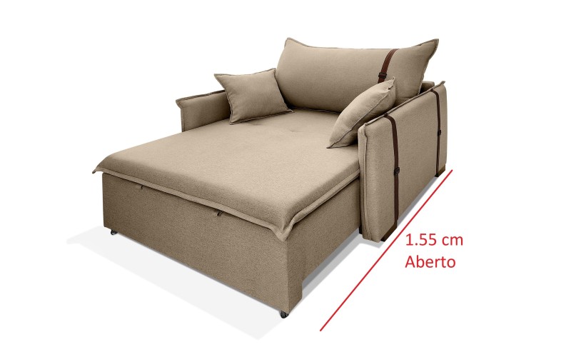 Poltrona Sofá Cama Valence Premium 120cm SoftGel D33 Linho Marrom Poltrona Sofá Cama Valence Premium 120cm SoftGel D33 Linho Marrom