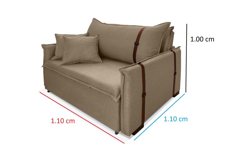 Poltrona Sofá Cama Valence Premium 120cm SoftGel D33 Linho Marrom Poltrona Sofá Cama Valence Premium 120cm SoftGel D33 Linho Marrom