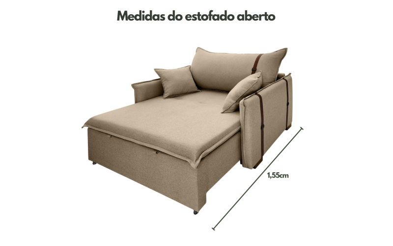 Poltrona Sofá Cama Valence Premium 90cm SoftGel 33 - Linho - Marrom Poltrona Sofá Cama Valence Premium 90cm SoftGel 33 - Linho - Marrom