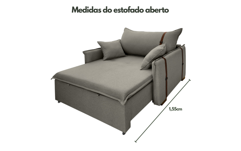 Poltrona Sofá Cama Valence Premium 90cm SoftGel D33 Linho Cinza Poltrona Sofá Cama Valence Premium 90cm SoftGel D33 Linho Cinza