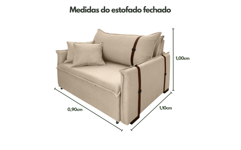 Poltrona Sofá Cama Valence Premium 90cm SoftGel D33 Linho Bege Poltrona Sofá Cama Valence Premium 90cm SoftGel D33 Linho Bege