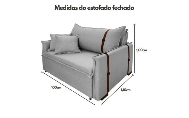 Poltrona Sofá Cama Valence Premium 100cm SoftGel D33  Linho Cinza Claro Poltrona Sofá Cama Valence Premium 100cm SoftGel D33  Linho Cinza Claro