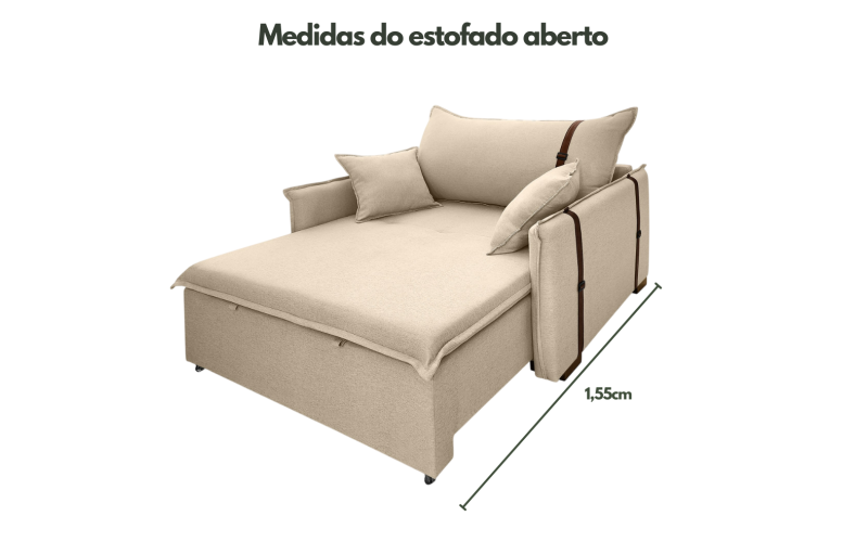 Poltrona Sofá Cama Valence Premium 100cm SoftGel D33  Linho Bege Poltrona Sofá Cama Valence Premium 100cm SoftGel D33  Linho Bege