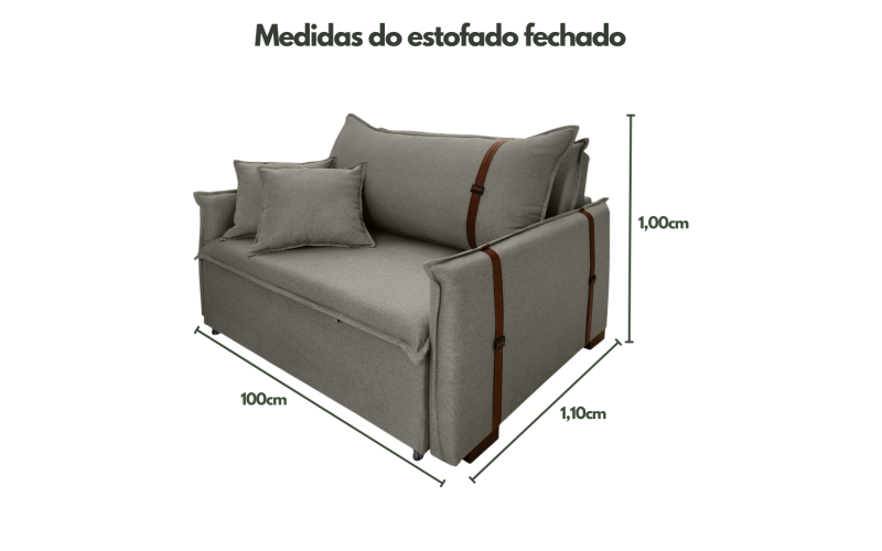 Poltrona Sofá Cama Valence Premium 100cm SoftGel D33  Linho Cinza Poltrona Sofá Cama Valence Premium 100cm SoftGel D33  Linho Cinza