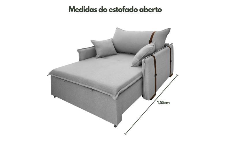 Poltrona Sofá Cama Valence Premium 110cm SoftGel D33  Linho  Cinza Claro  Poltrona Sofá Cama Valence Premium 110cm SoftGel D33  Linho  Cinza Claro